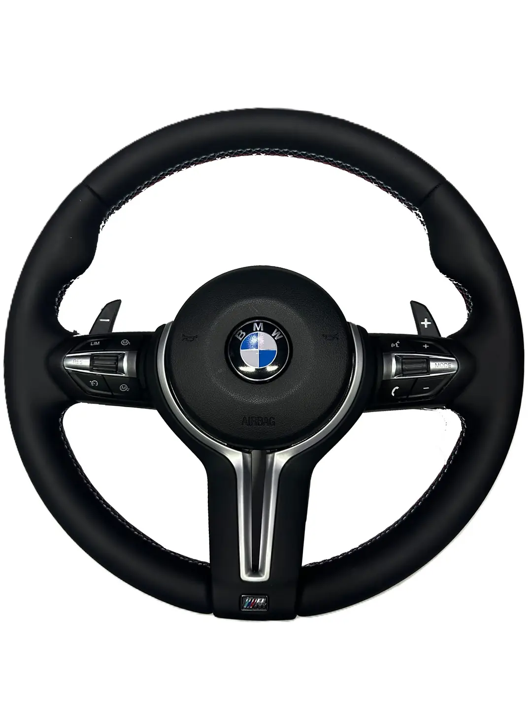 Ürün görseli: BMW M Performance (F30, F20, F32, F36, F10, F15 vb. F kasa serileri ile uyumlu) kulakçıklı (F1 paddle shift) spor direksiyon