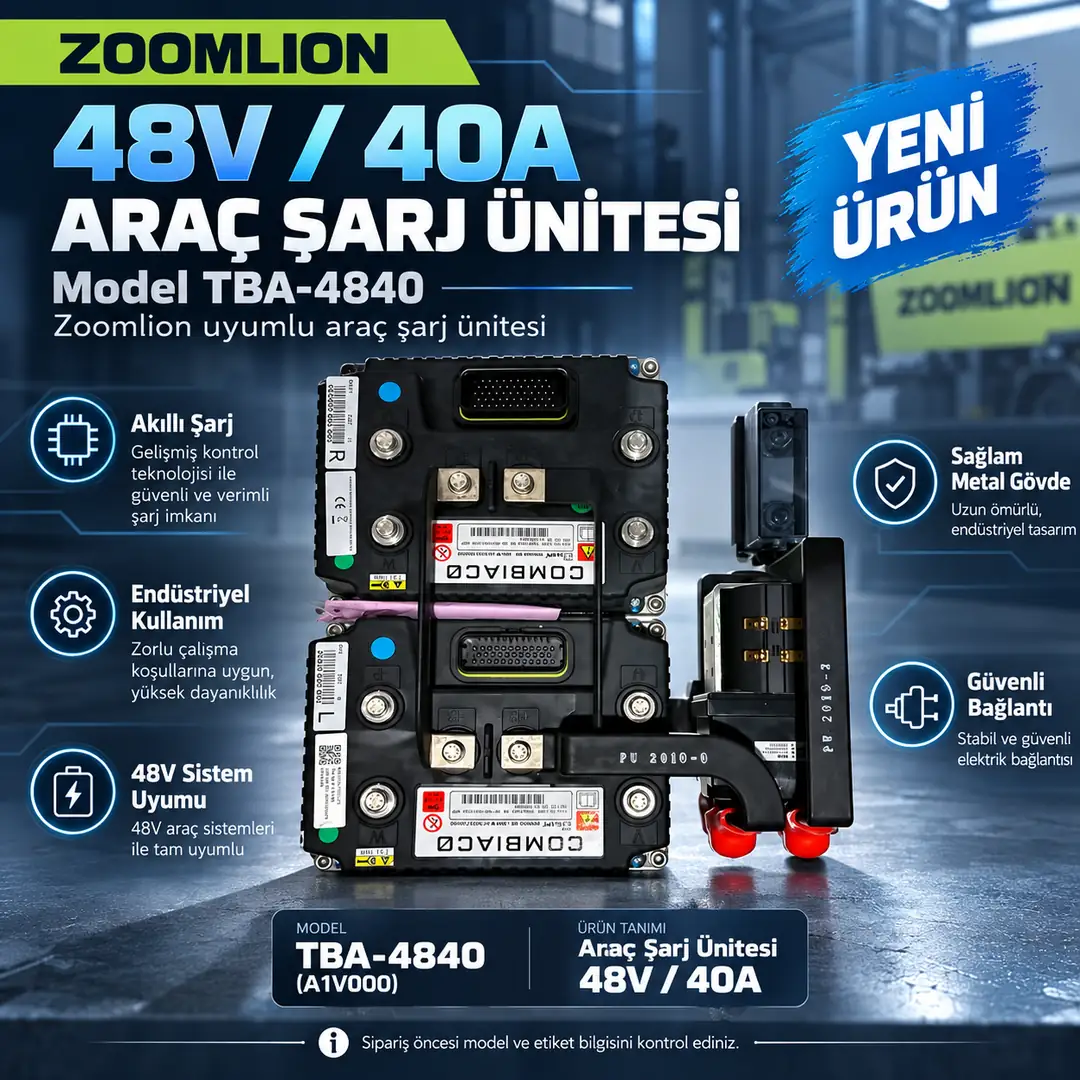 Ürün görseli: ZOOMLION TOPBAND TBA-4840 48V 40A IP67 Akıllı Akü Şarj Cihazı – Endüstriyel Araç Şarj Ünitesi