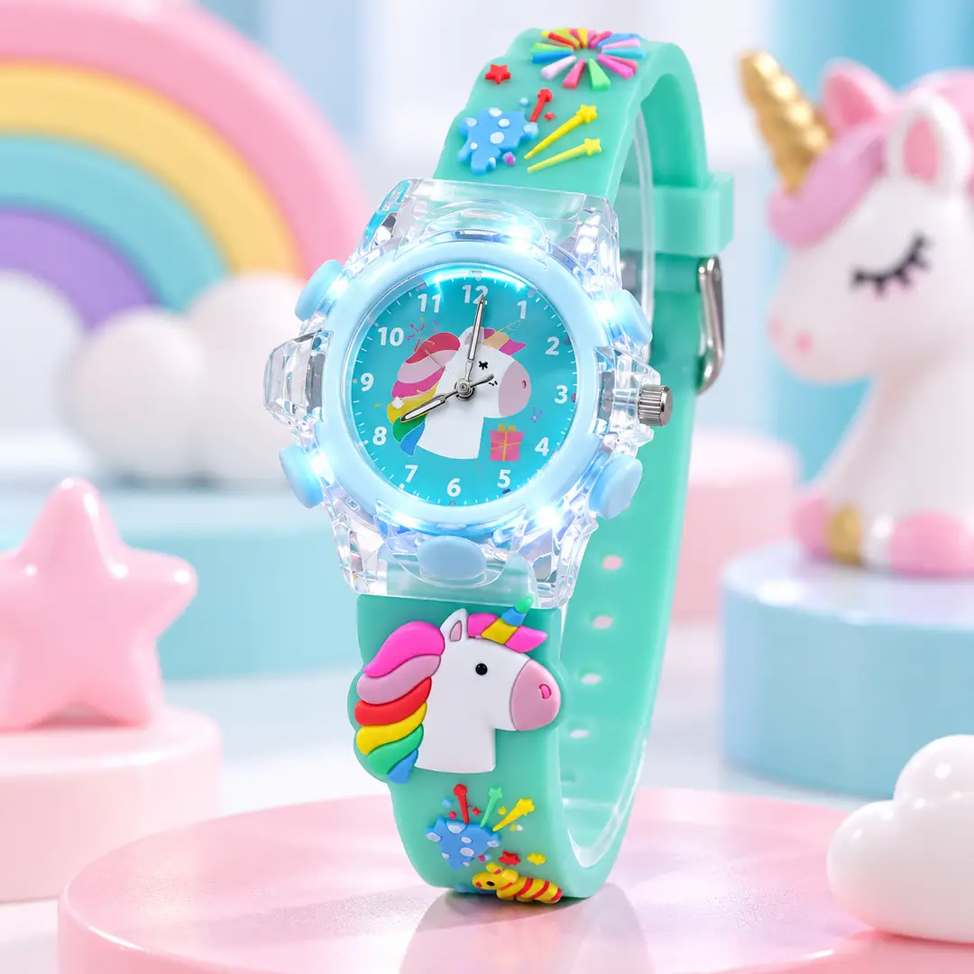 Ürün görseli: Unicorn Desenli Işıklı Çocuk Kol Saati 