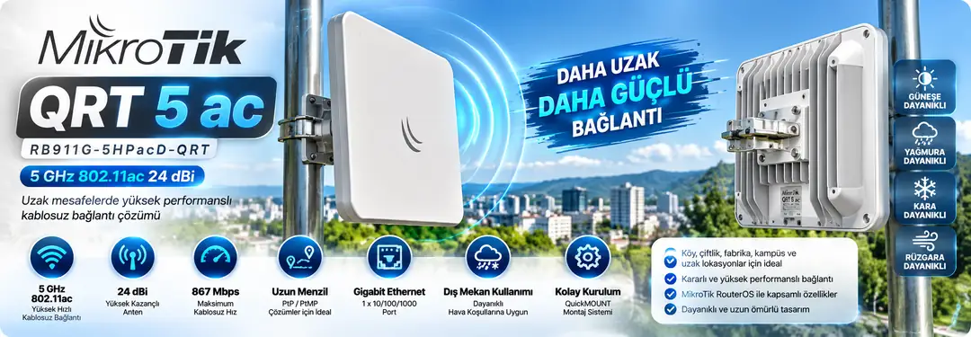 MikroTik QRT 5 ac RB911G-5HPacD-QRT 24dBi 5GHz 802.11ac Dış Ortam Kablosuz